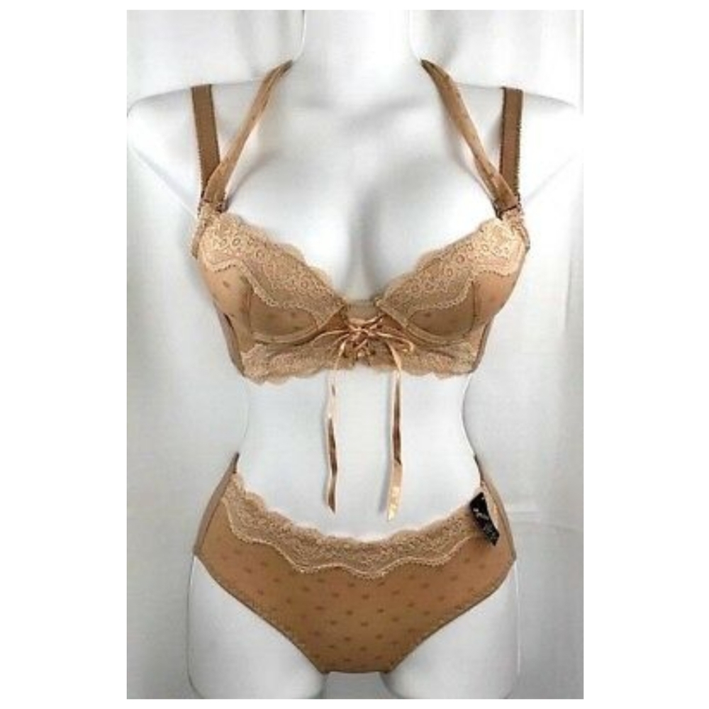 Corset Front Lace up Bra & Pantues Set